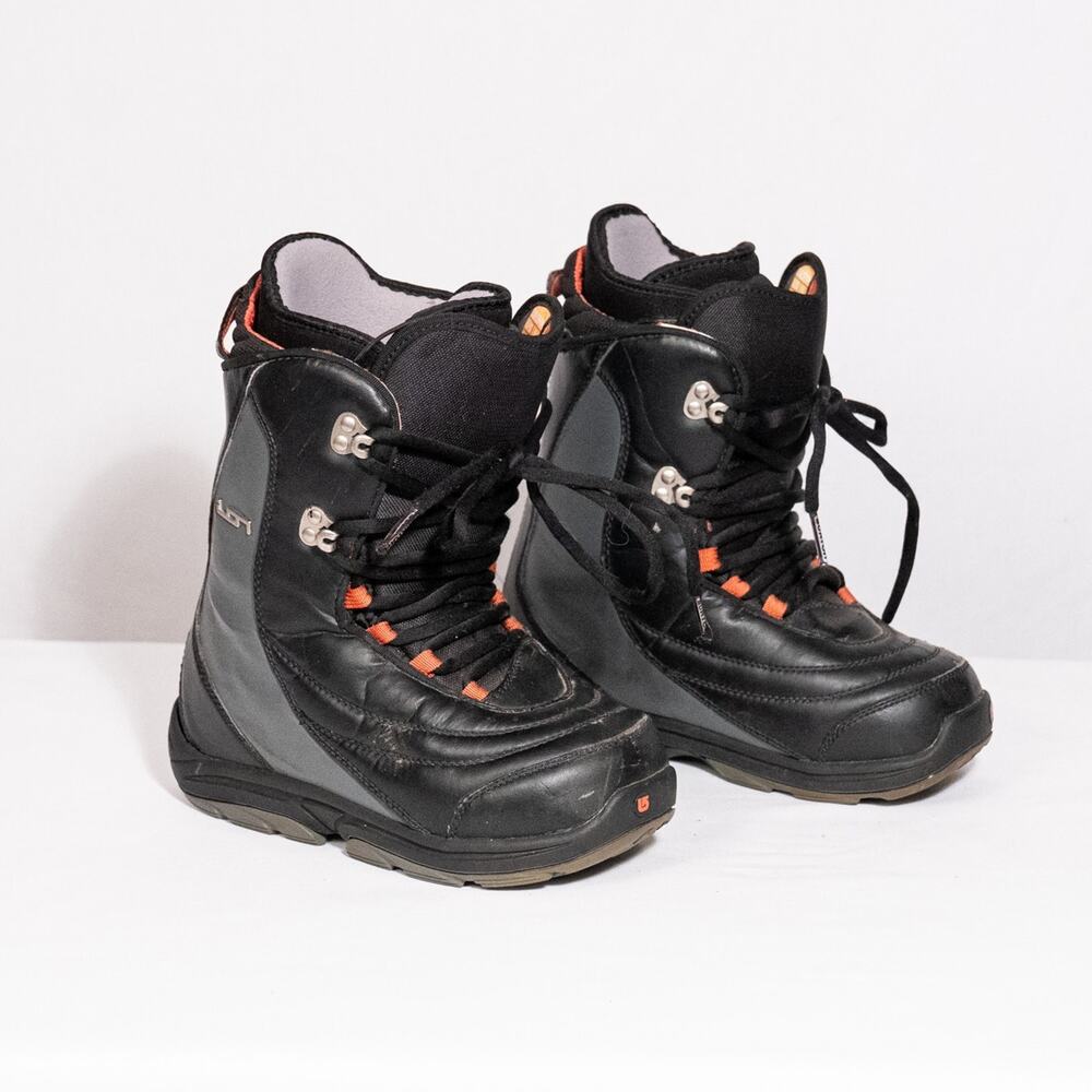 Burton Ion Grom Snowboarding Boot US Size 6 EU 38 Black Imprint 2 Lace-Up Winter